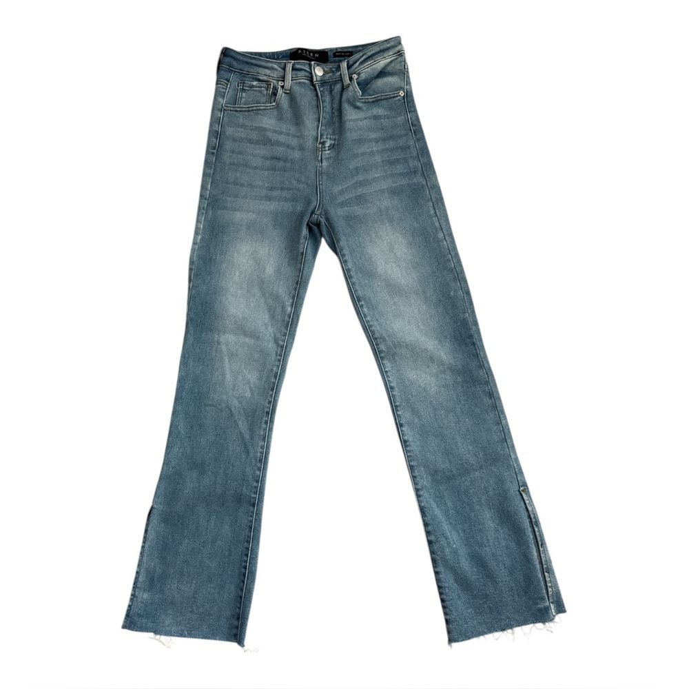 Risen Jeans Straight Leg Side Slit Medium Blue Denim Wash Jeans | 28/7